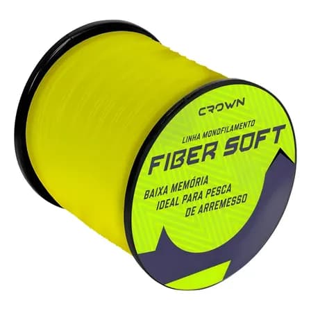 Linha Fiber Soft Monofilamento Crown Amarela 0,40 32ib 500m
