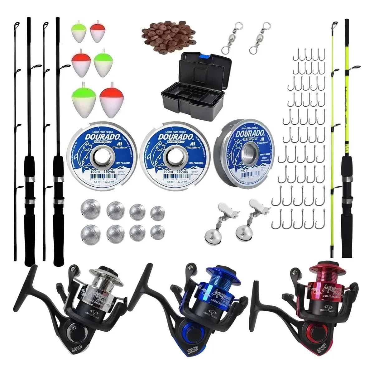 Kit Pesca Spincast Summer Vara 1,20m Molinete 3 Rolamentos e Acessórios