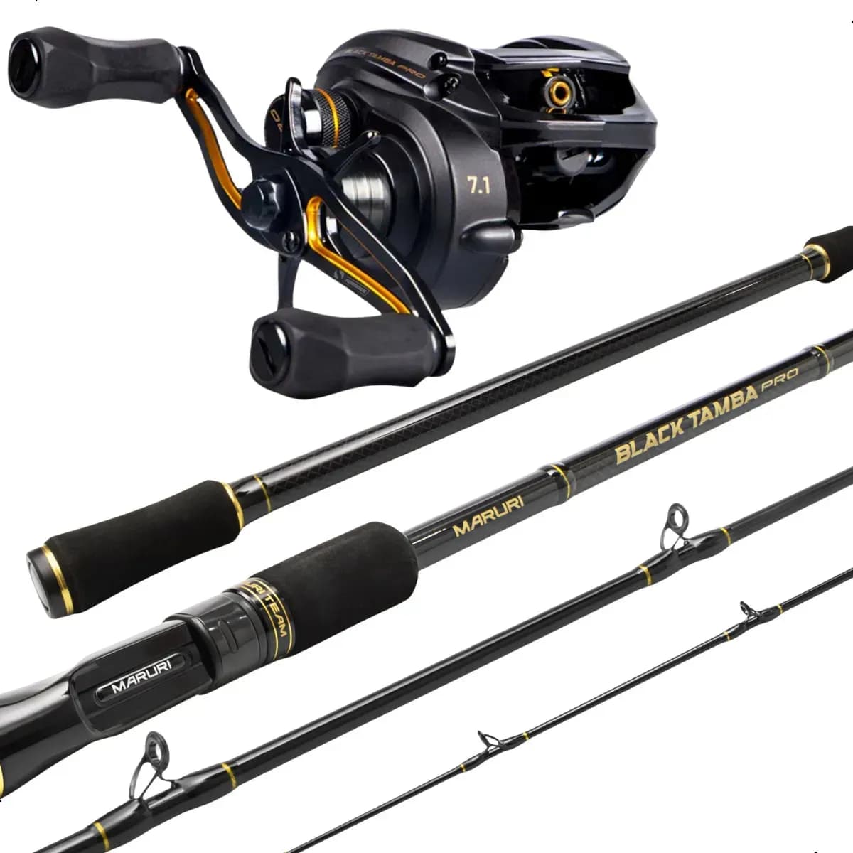 Kit Carrretilha E Vara Maruri Black Tamba Pro 2,40m 80lb
