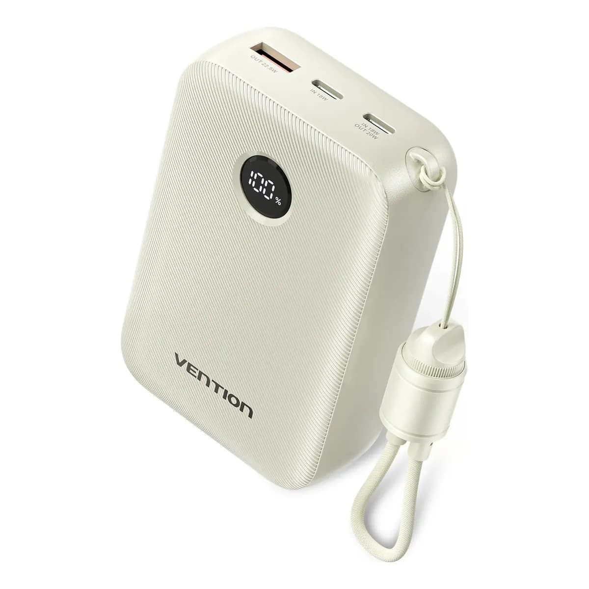 Vention Power Bank 20.000mah Carregador Rápido 22.5w + Cabo Branco