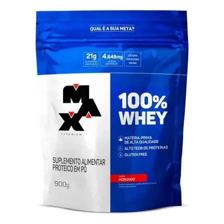 100% Whey 900g Max Titanium Sabor Morango