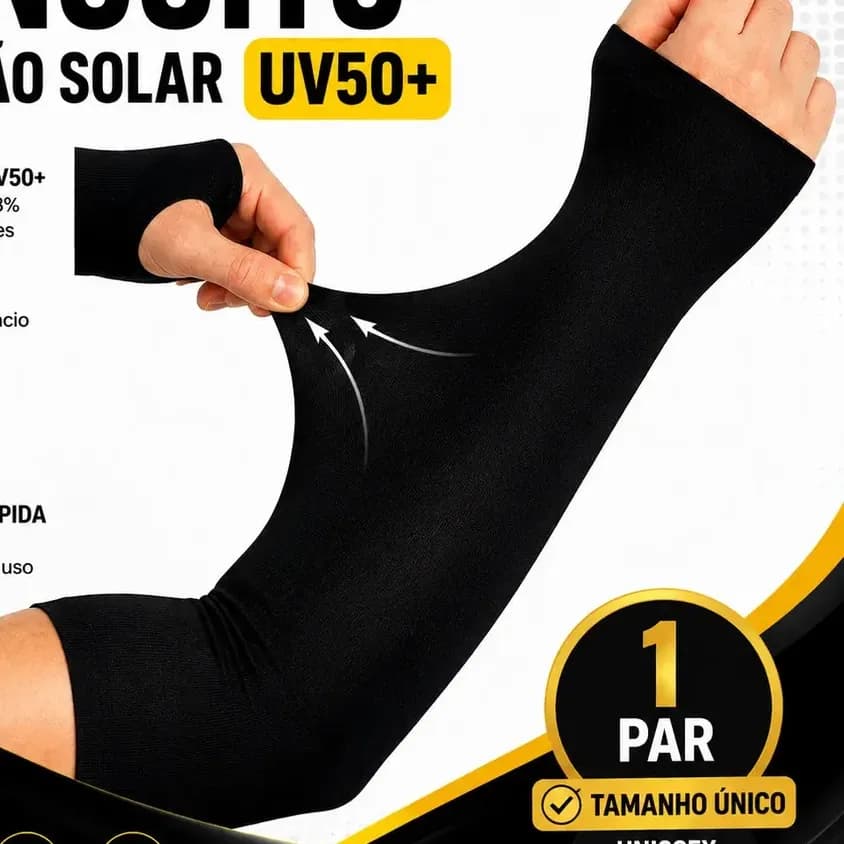 Manguito Uv50+ Proteção Solar Moto Ciclismo Corrida Pesca Mangote Braço Compressão Esporte Manga Futebol Corrida Dasv Único Preto