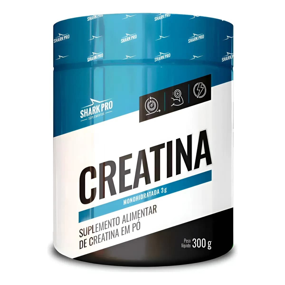 Creatina Pura 300g 100% Monohidratada - Shark Pro Sabor Natural