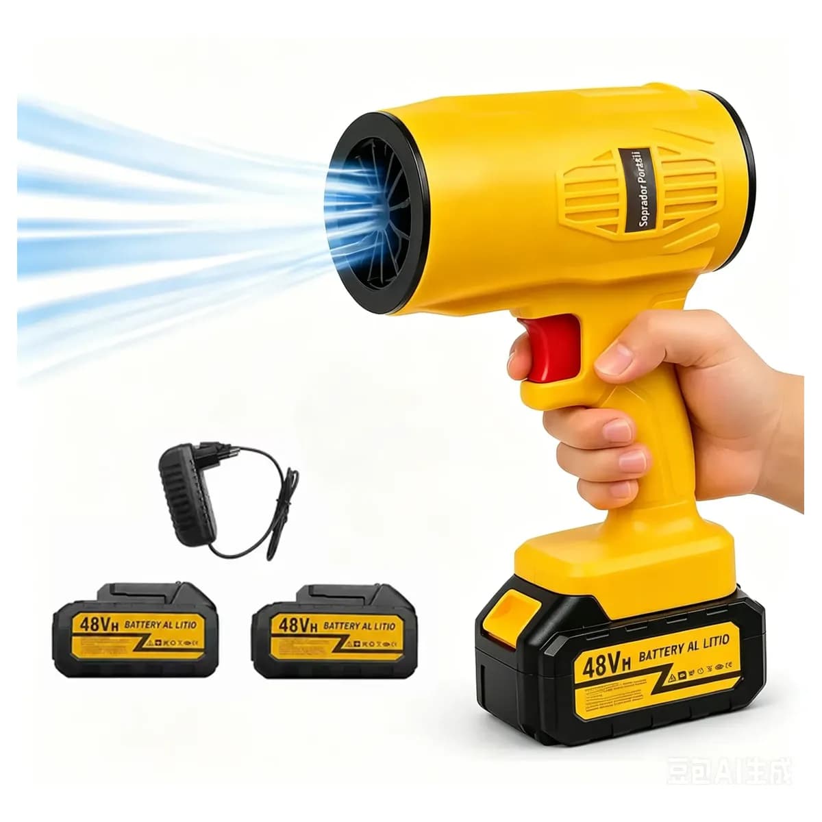 Soprador De Folhas Sem Fio 48v Portatil Com 2 Baterias Amarelo 48v