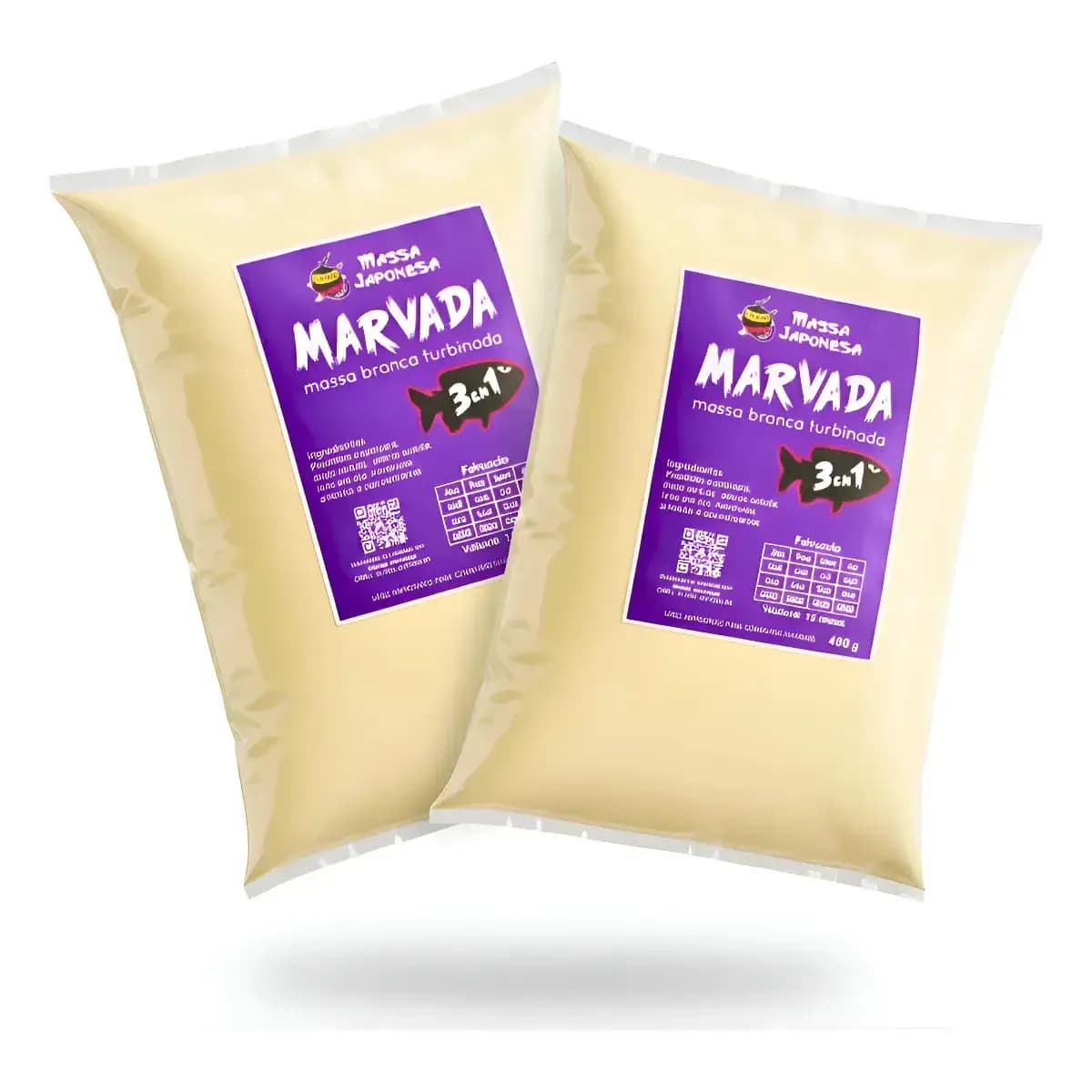 Kit  C/ 2 Massas Marvada 3  Em 1 - Massa Japonesa (800g) Pesca Branco