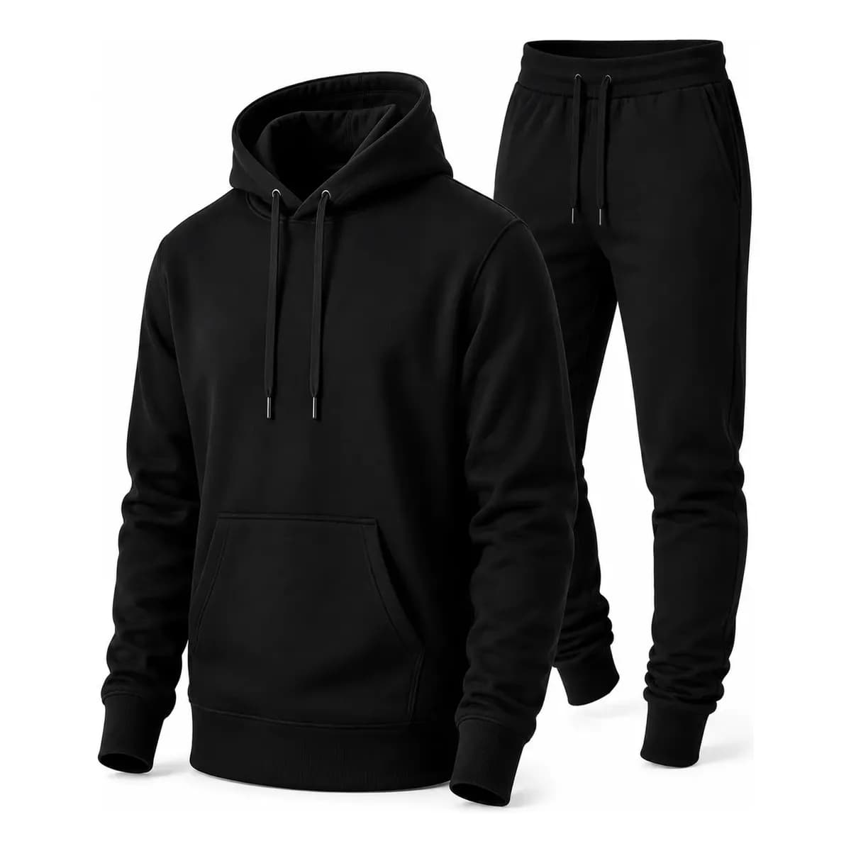 Conjunto Calça E Blusa De Moletom Liso Masculino Unissex G Preto