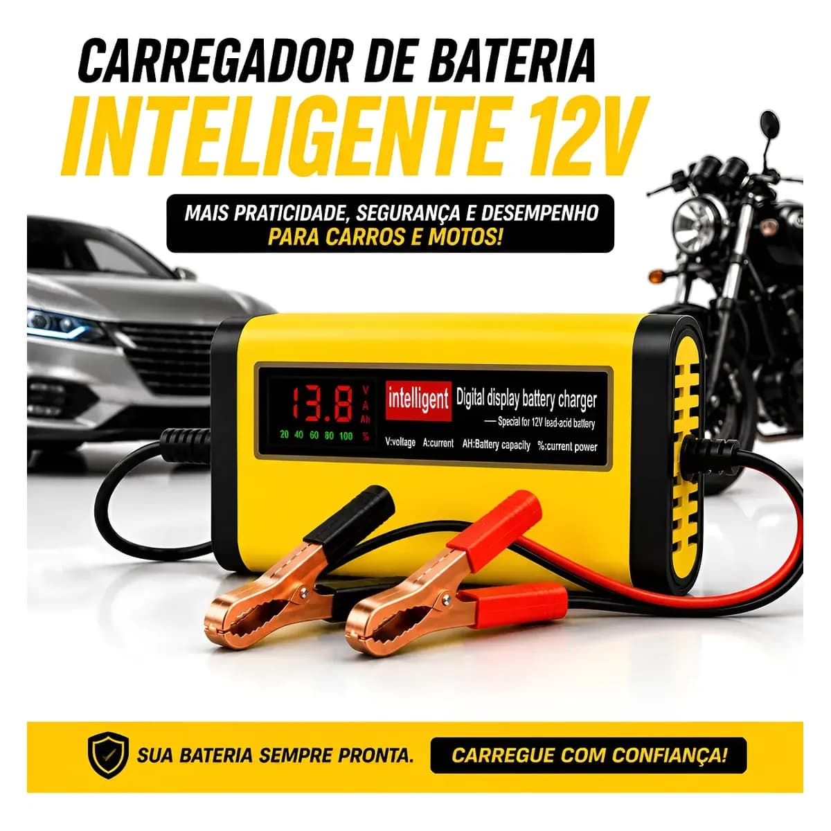 Carregador De Bateria 12v Até 150 Amperes Inteligente