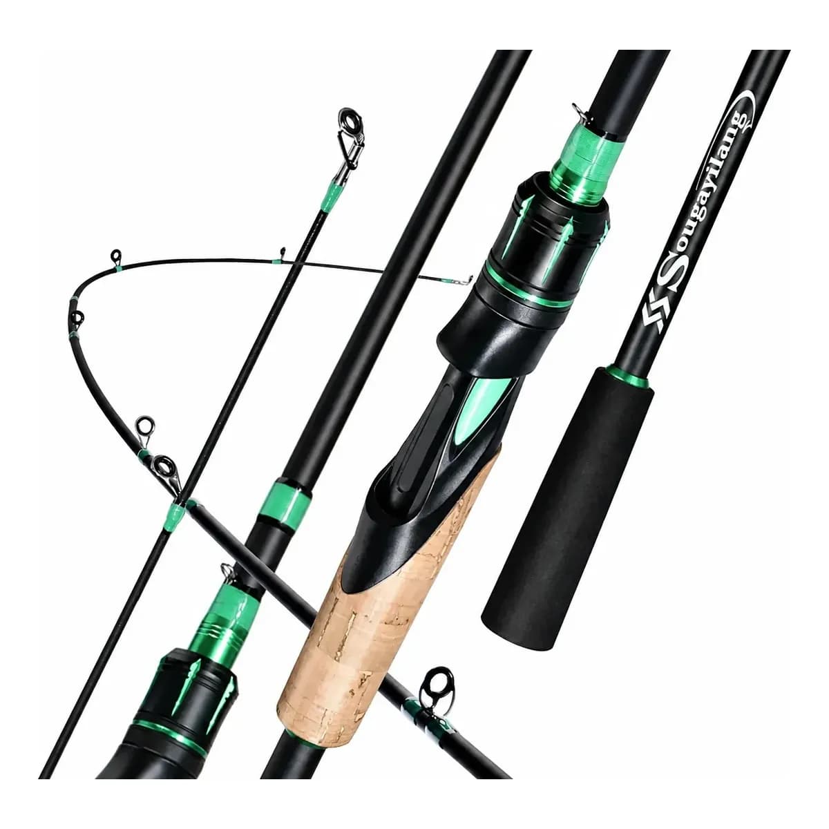 Vara De Pesca 1,8m 1,98m 2,1m Carbono 4 Partes Sougayilang Verde Vara Para Molinete 1.80m