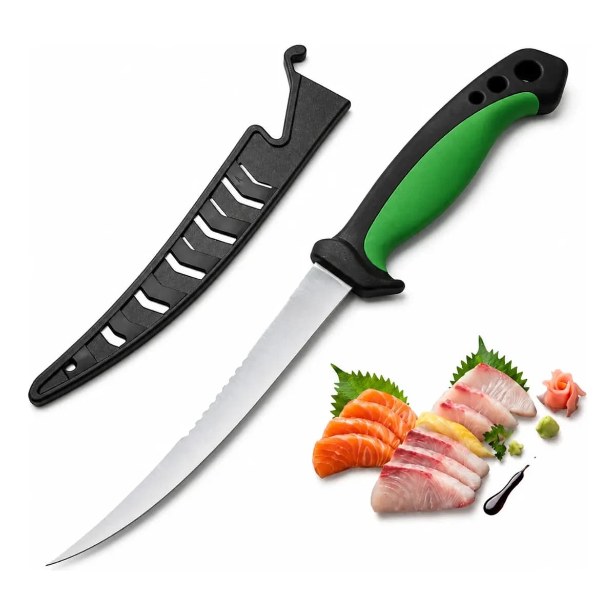 Faca Fileteira Pesca 29cm C/ Bainha Filé Peixe Afiada Inox