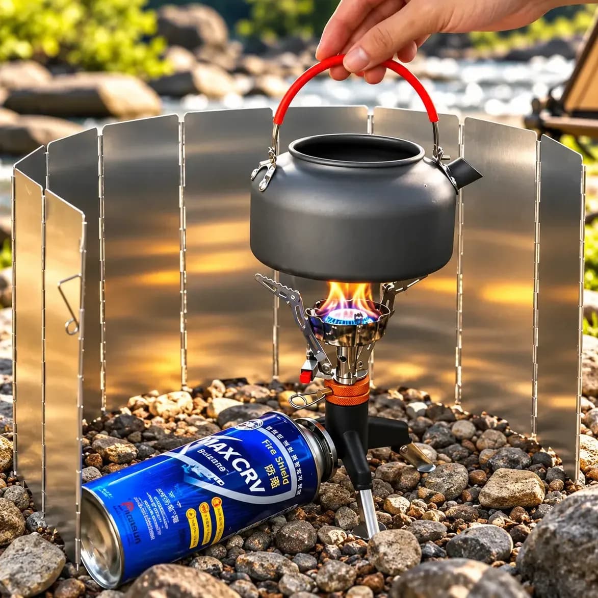 Protetor De Vento Dobrável Compacto Para Fogareiro Camping Com Bolsa de Transporte