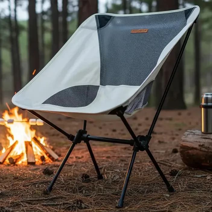 Cadeira Dobrável Tomate Beige 140Kg Camping Pesca Tecido Oxford Compacta