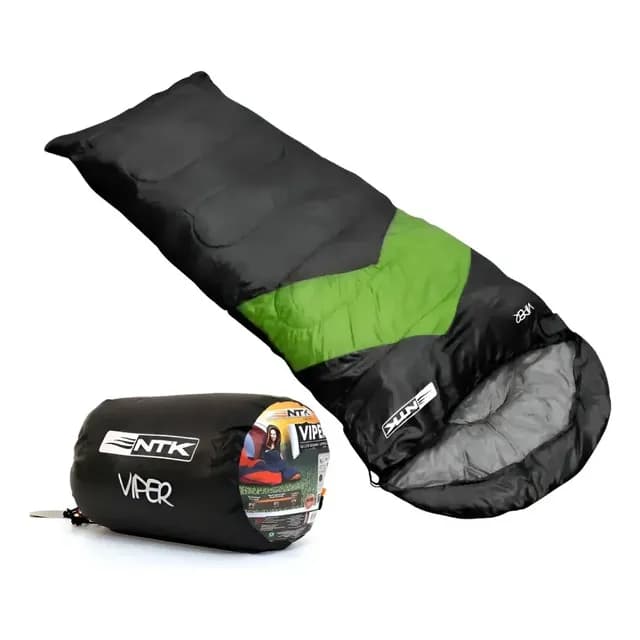 Saco De Dormir Com Capus Viper 5ºc A 12ºc + Sacola - Nautika Cor Preto e verde