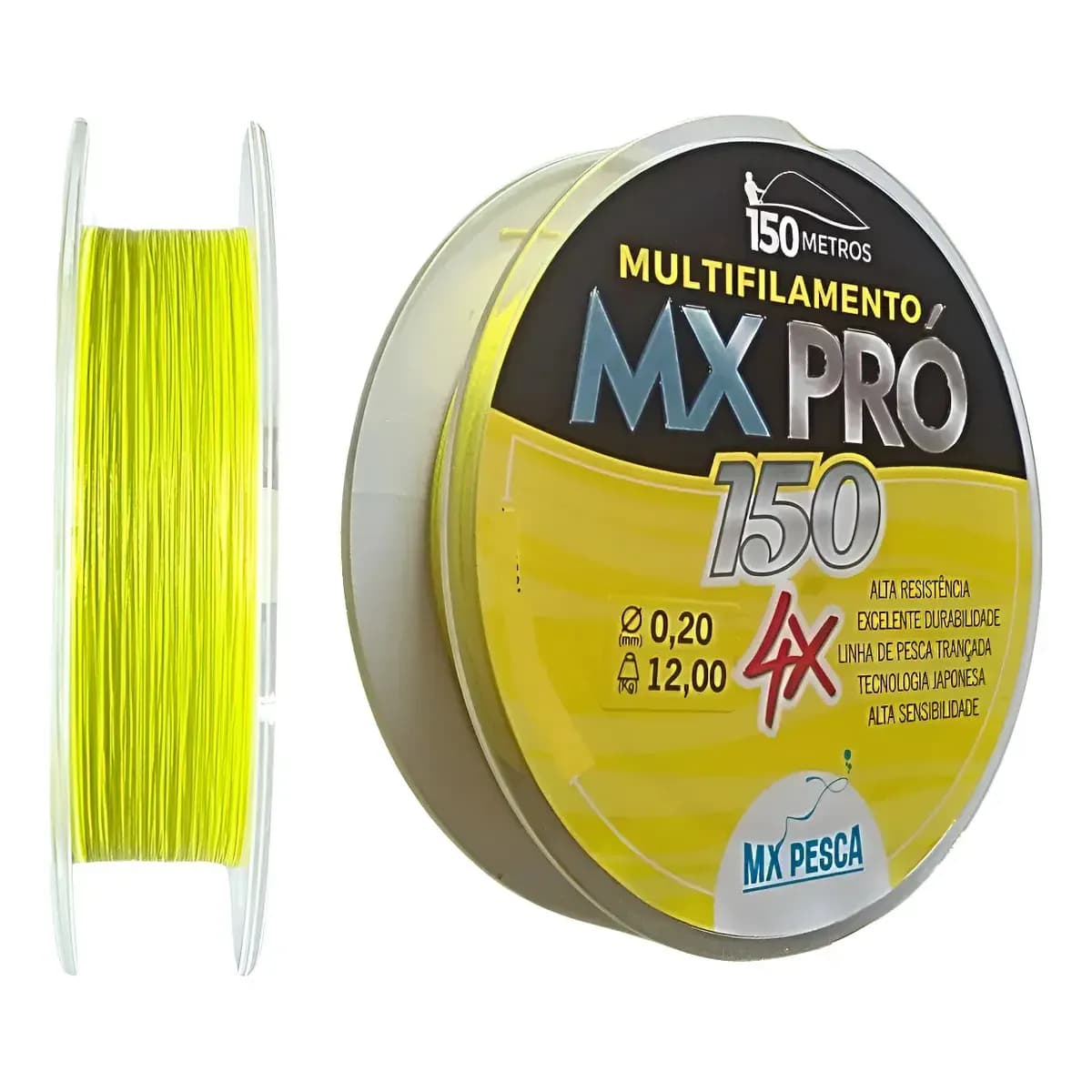 Linha Multifilamento 150m Mx Pesca Mx Pro4x Alta Resistência 0.20mm Amarela