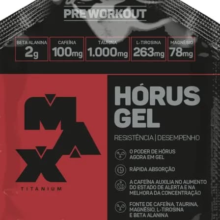 Pré Treino Horus Gel Max Titanium 10 Sachês 30g Energia Performance Sabor Energetico