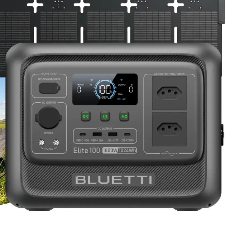 Estação Energia Bluetti Elite 100 1800w + Placa Solar 220w