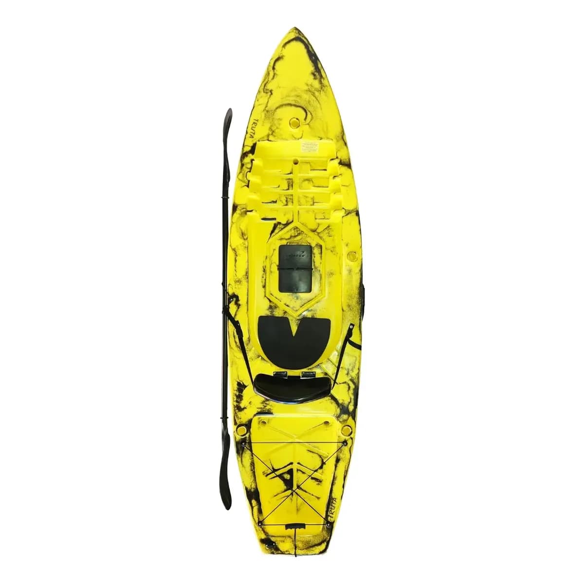 Caiaque de Pesca Caiaker Truta Amarelo Camuflado 2.8m com Remo e Encosto Rígido