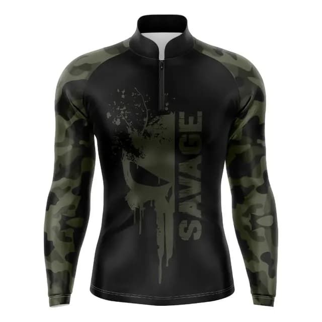 Camisa Camiseta Blusa De Pesca Caça Camuflado Caveira Uv50