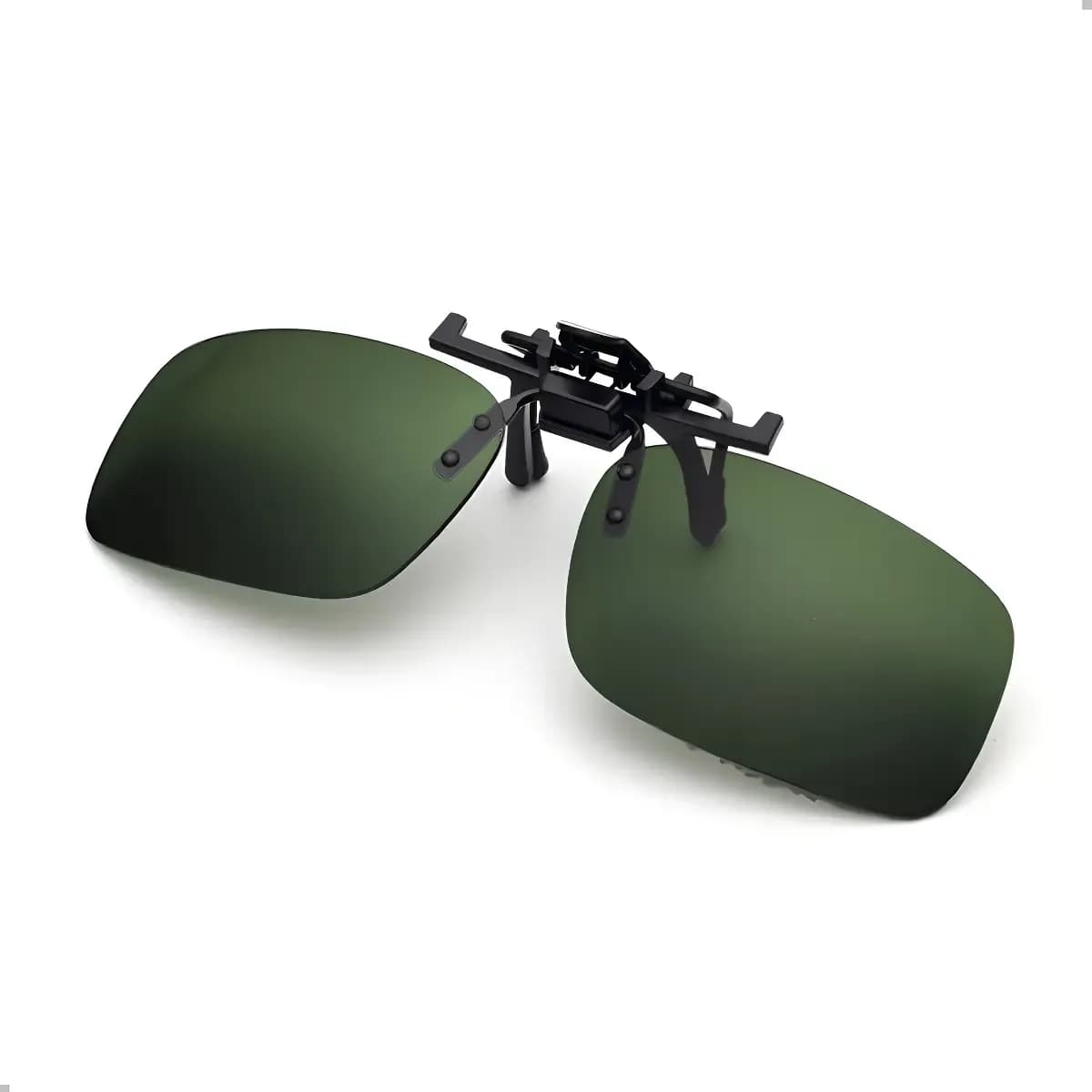 Clip On Adicional Sobrepor Oculos Polarizado Dirigir Pescar Cor Verde-escuro Armação Preto Desenho Liso