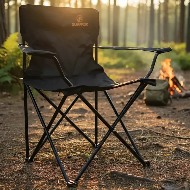 Cadeira Relax Dobrável de Camping Com Suporte Copo Guepardo Ntk