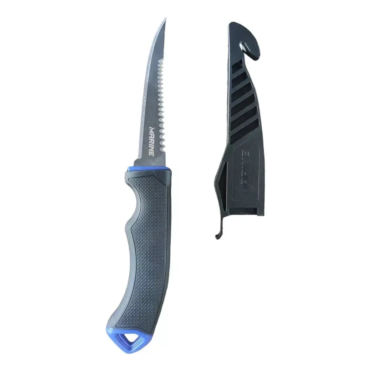 Faca De Pesca Marine Sports Fileteira Serrilhada Em Aço  Inox Cor Preto