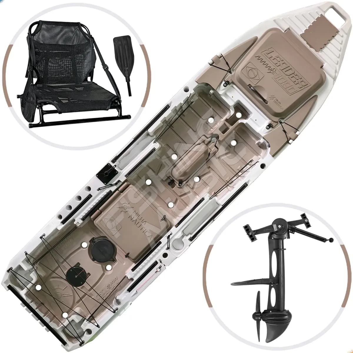 Caiaque Leader 1090 Milha Náutica Com Pedal Power Drive