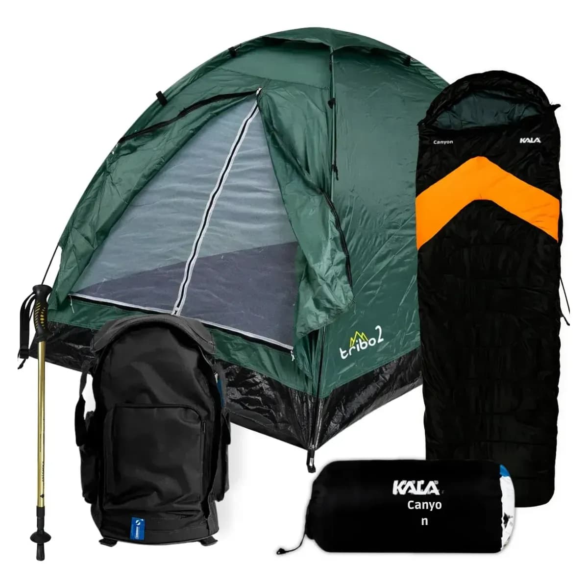 Kit Lengedario Barraca 2 Pessoas Mochila Saco Dormir Bastão Azul