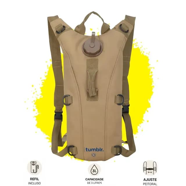 Mochila De Hidratação Tática Com Refil De Água 3 Litros Térmica Para Bike Bicicleta Ciclismo Trilha Corrida Tumblr Cor Bege