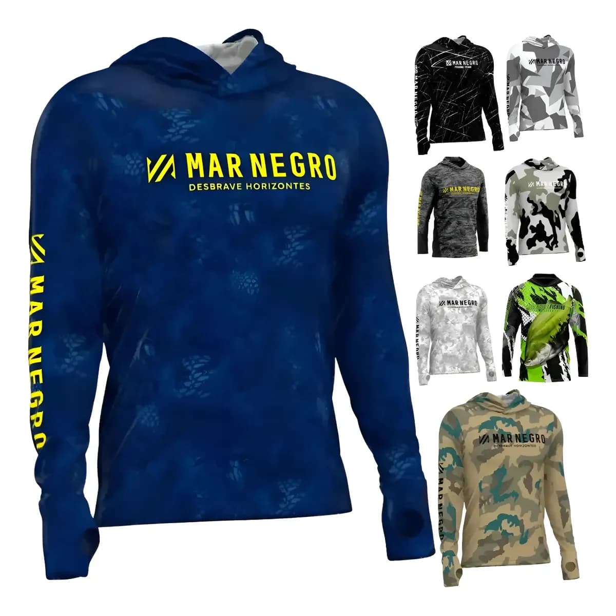Camisa De Pesca  Com Capuz Masculina Mar Negro Proteção  Uv