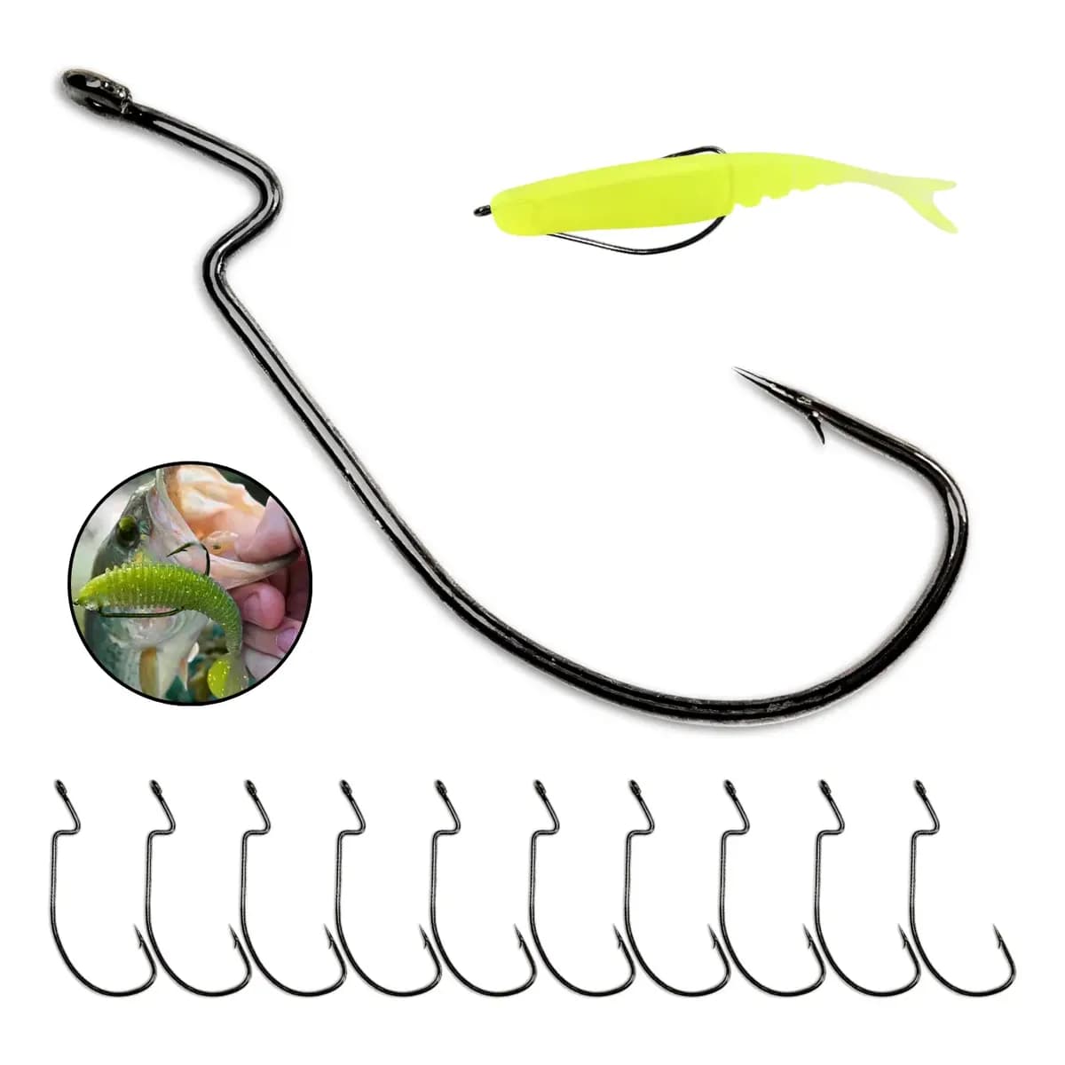 Anzol Offset Isca  Artificial Ewg Pesca Traíra Soft Kit 10un