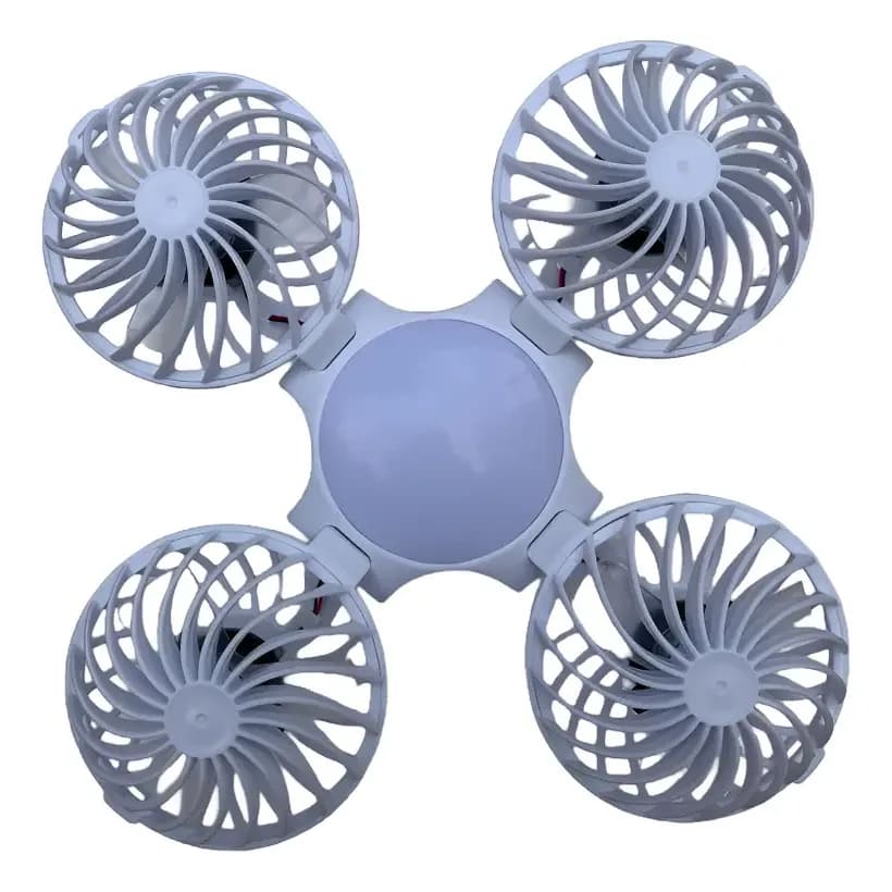 Lampião Led Recarregável Solar E Usb Com 4 Mini Ventiladores Branco 127/220v