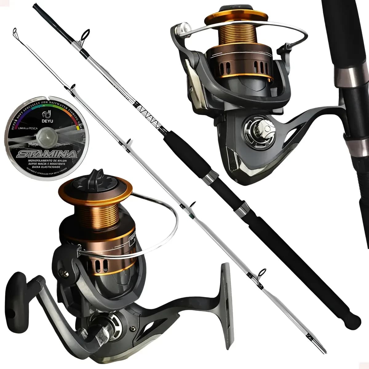 Kit Pesca Vara Fibra Vidro 11kg + Molinete 7000 E Linha 100m