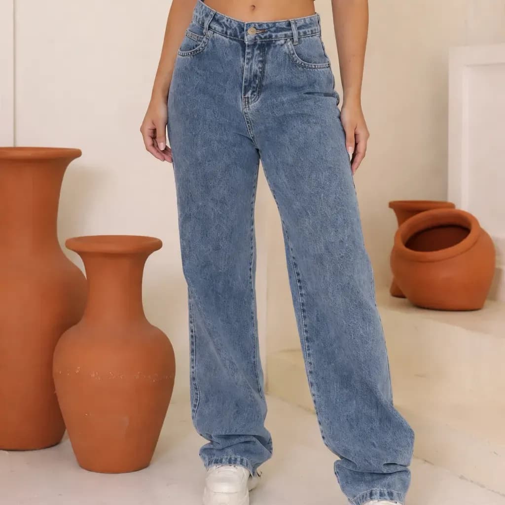 Calça Jeans Feminina Wise Leg Cintura Alta Modela o corpo perfeitamente