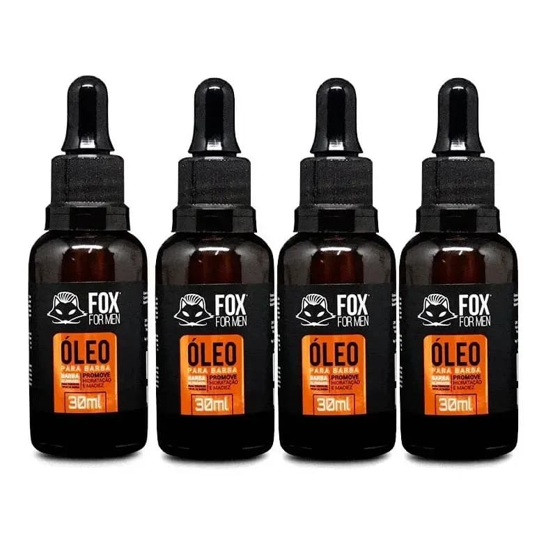 Óleo Para Barba Fox For Men 30ml Ótima Fragrância Kit 4 Und