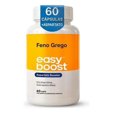 Feno Grego 900mg Easy Boost Extrato de Semente de Feno Grego (Trigonella Foenum Graecum L.) Saponinas + Ácido Aspártico 500mg 60 Cápsulas