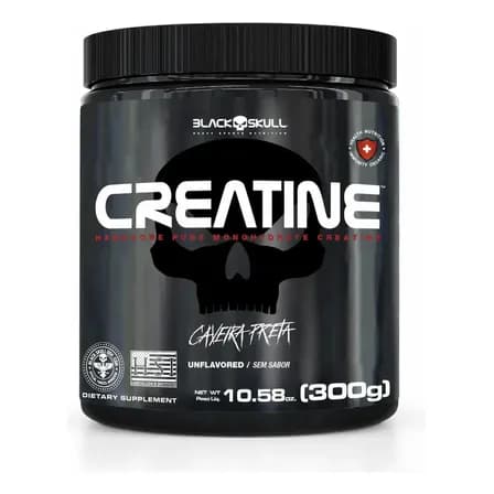 Creatina Monohidratada Black Skull 300g Sem Sabor