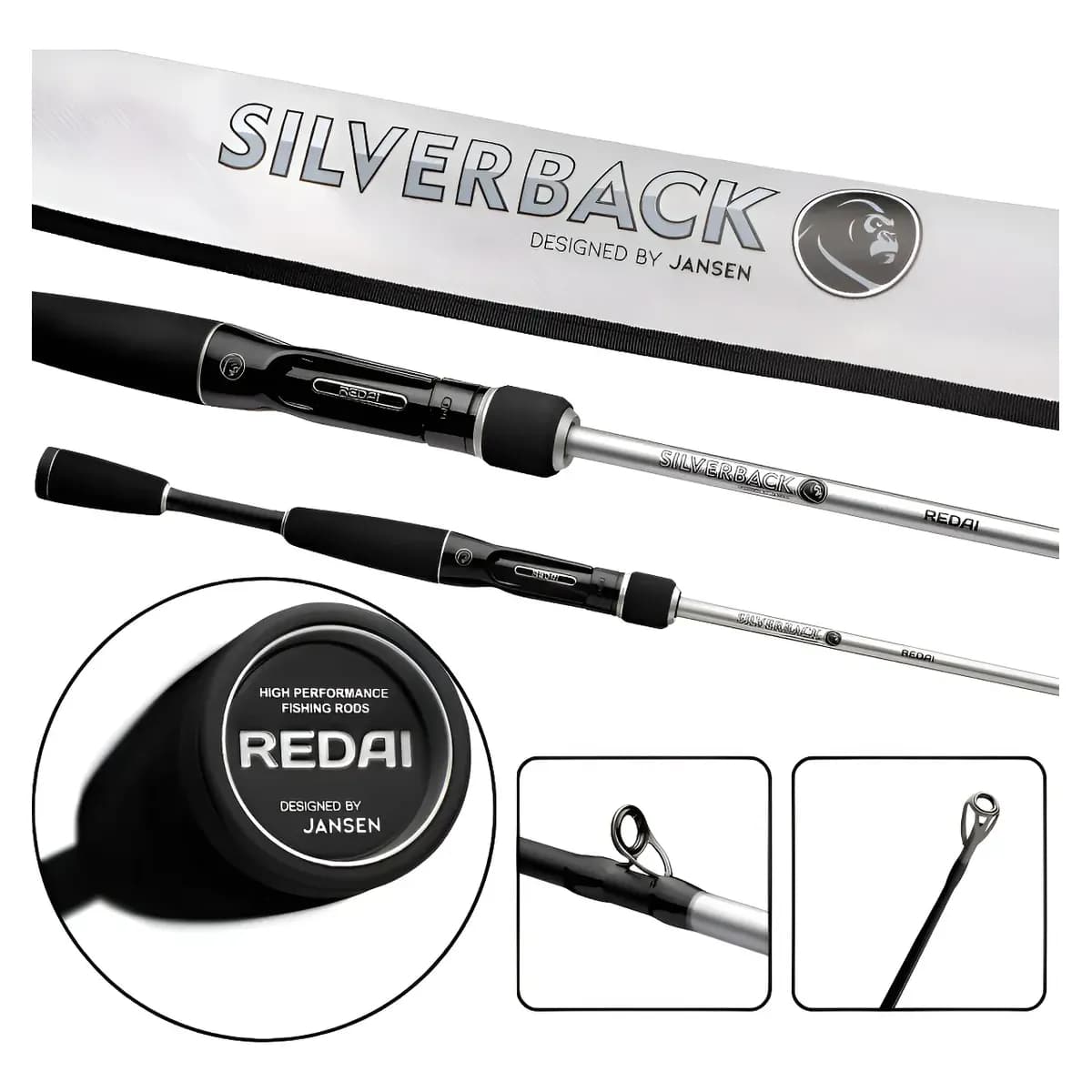 Vara Para Carretilha Redai Silverback 6'0 1,83mts 12-20lbs Preto E Cinza