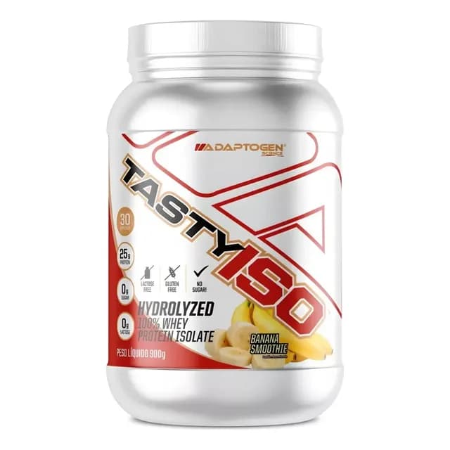 Adaptogen Tasty ISO Whey Protein Isolado Banana 900g Sem Lactose