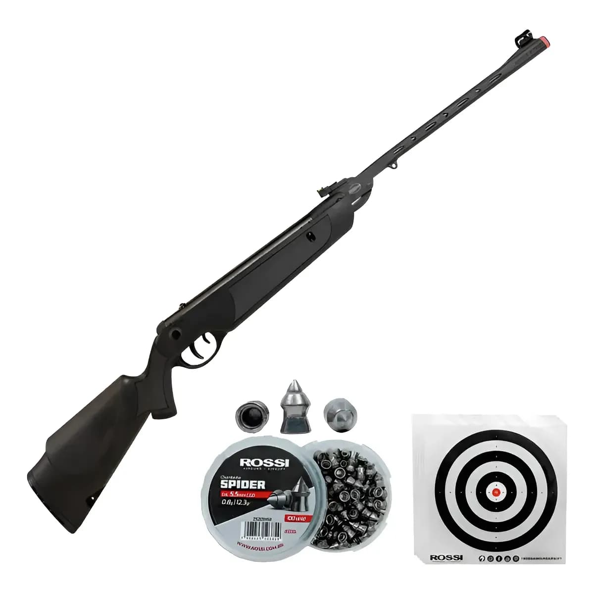 Carabina Espingarda Dione Sport 5.5mm Mola Rossi Chumbinho Preto 5.5 Mm