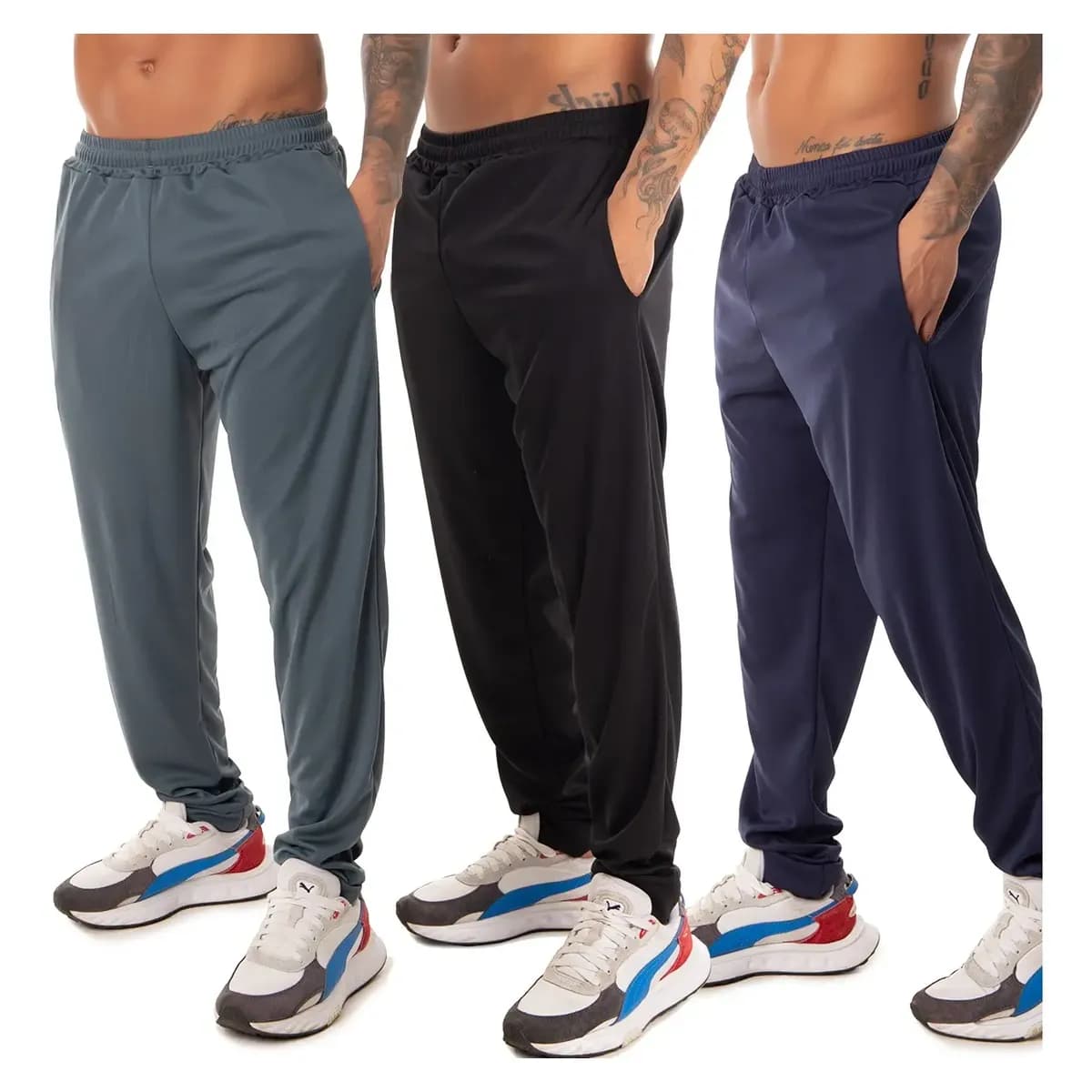 Kit 3 Calça Esportiva Elastano Academia Masculina Treino