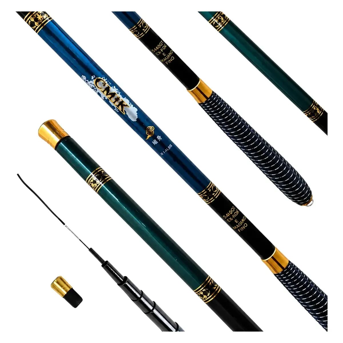 Vara Telescópica 5,4m 100% Carbono CMiK Gomo Longo Pesca Água Doce