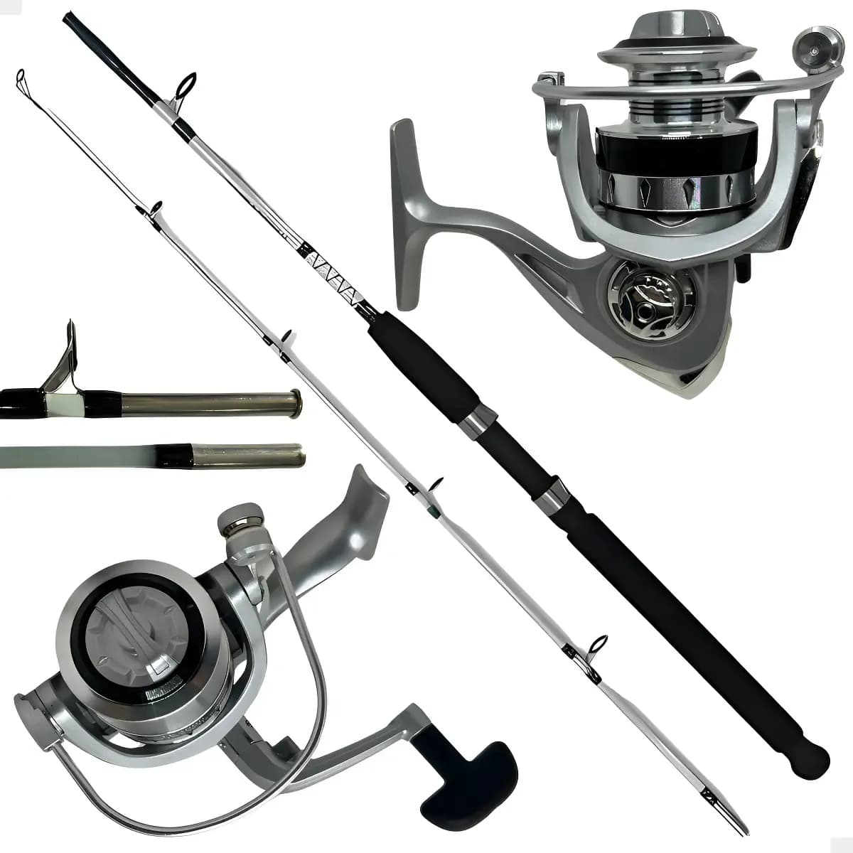 Kit Pesca Mtzk Molinete 4000 14 Rolamentos + Vara Fibra Vidro 1,65m 11,3kg Sortidas