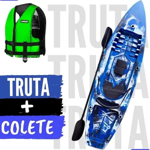 Caiaque Truta Caiaker Pesca Com Encosto E Regulável Remo  Cor Azul Camuflado