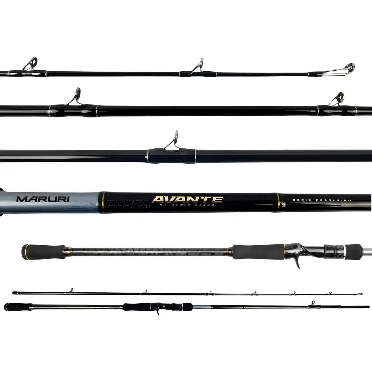 Vara P/ Carretilha Maruri Avante (2,40m)  30-60lbs  2 Pt cor preto e prata
