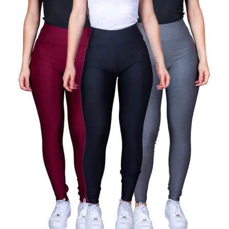 Kit 3 Calças Legging Feminina Tecido Grosso Black Friday