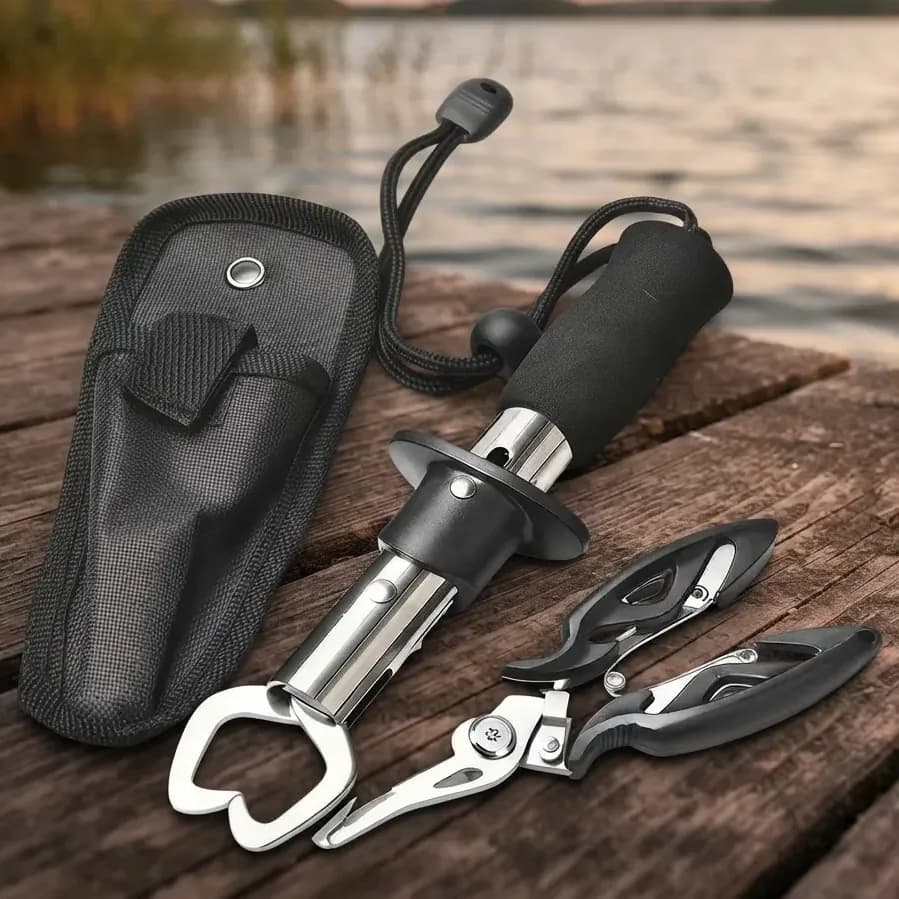 Kit Pesca Alicate Contenção Peixe + Alicate Bico Saca Anzol