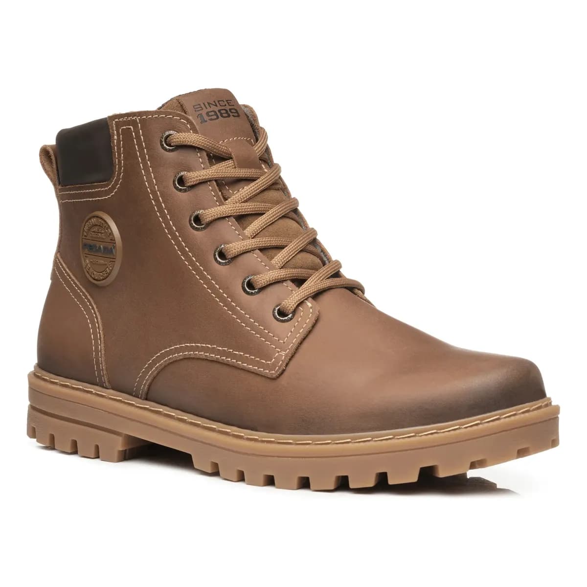 Bota Coturno Masculino  Pegada Em Couro Confortável