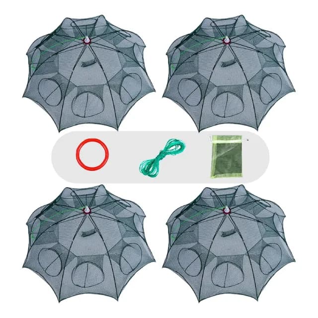 4pc Armadilha Covo Peixe Isca Lambaris Camarões 95cm Redes