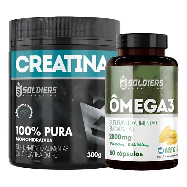 Kit: Creatina Pote 300g + Ômega 3 - Soldiers Nutrition Sem Sabor
