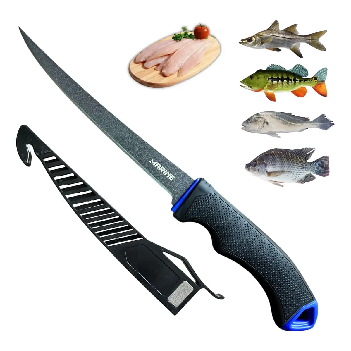 Faca Fileteira File De Peixe 29cm Marine  Lamina Inox Pesca