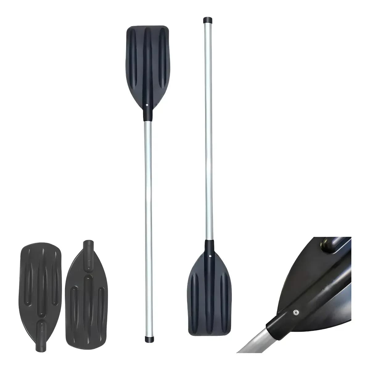Kit 2 Remos para Barco Canoa Caiaque Alumínio 1,2m Pá Plástico